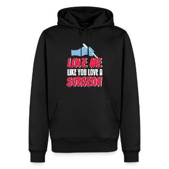 Aimez-moi comme vous aimez un chirurgien Rétro Drôle - Sweat à capuche Premium bio Homme - noir - Devant - Nico (187cm)