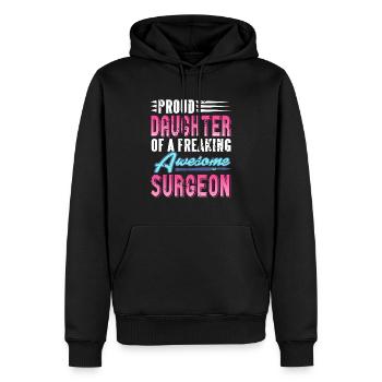 Fière fille d’un chirurgien génial rétro - Sweat à capuche Premium bio Homme - noir - Devant - Nico (187cm)