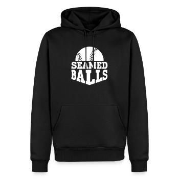 Gesäumte Bälle - Lustiger Baseball - Männer Premium Bio Hoodie - Schwarz - Vorne - Nico (187cm)