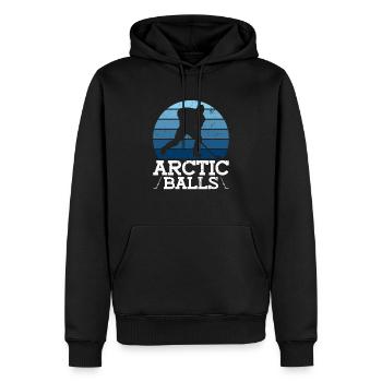 Arctic Balls - Lustiges Eishockey - Männer Premium Bio Hoodie - Schwarz - Vorne - Nico (187cm)