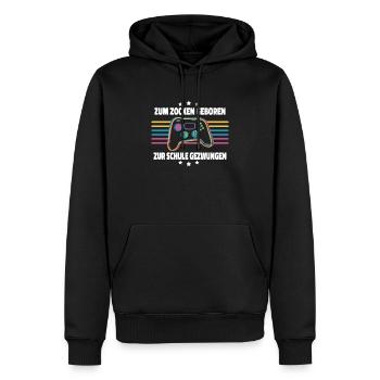 Zum Zocken Geboren Controller Zocker Gaming Gamer - Männer Premium Bio Hoodie - Schwarz - Vorne - Nico (187cm)