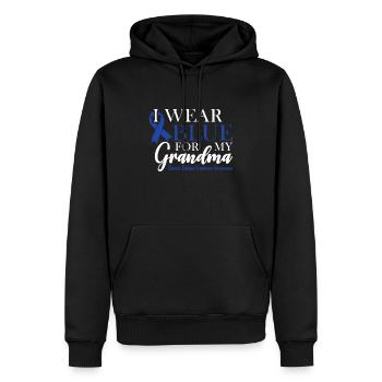 Je porte du bleu pour mon grand-père - conscience - Sweat à capuche Premium bio Homme - noir - Devant - Nico (187cm)