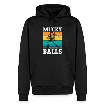 Mucky Balls - Drôle de rugby - Sweat à capuche Premium bio Homme - noir - Devant - Nico (187cm)