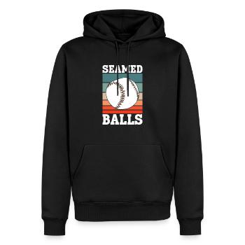 Gesäumte Bälle - Lustiger Baseball - Männer Premium Bio Hoodie - Schwarz - Vorne - Nico (187cm)