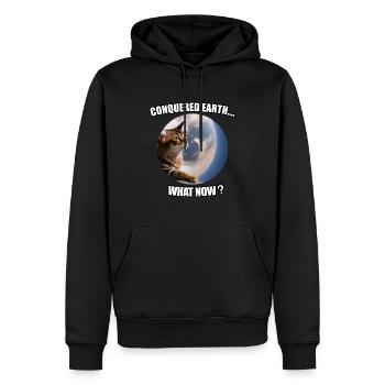 Katze erobert Welt - Männer Premium Bio Hoodie - Schwarz - Vorne - Nico (187cm)