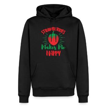 Strawberry makes me Happy - Men’s Premium Organic Hoodie - black - Front - Nico (187cm)