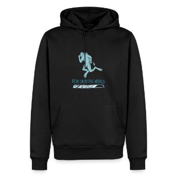 Dive Into The World Retro Diver Designs Present - Männer Premium Bio Hoodie - Schwarz - Vorne - Nico (187cm)
