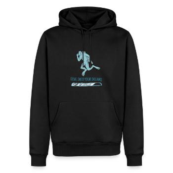 Dive Into Your Dreams Retro Diver Designs Present - Männer Premium Bio Hoodie - Schwarz - Vorne - Nico (187cm)