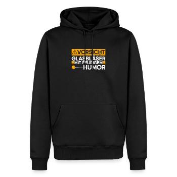 Vorsicht - Glasbläser Mit Feurigem Humor - Männer Premium Bio Hoodie - Schwarz - Vorne - Nico (187cm)
