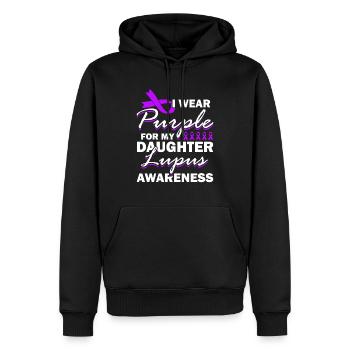 Je porte du violet pour ma fille Lupus Awareness - Sweat à capuche Premium bio Homme - noir - Devant - Nico (187cm)