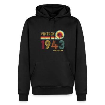 Millésime 1943 80e anniversaire 80 ans limitée Editi - Sweat à capuche Premium bio Homme - noir - Devant - Nico (187cm)