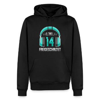 Level 14 Freigeschaltet Geburtstagsgeschenk - Männer Premium Bio Hoodie - Schwarz - Vorne - Nico (187cm)