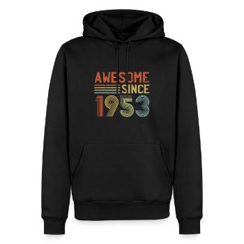 Celebrating 70 Years of Awesome Since 1953 - Men’s Premium Organic Hoodie - black - Front - Nico (187cm)