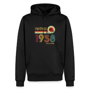 Vintage 1958 65th Birthday 65 Years of Strength - Men’s Premium Organic Hoodie - black - Front - Nico (187cm)