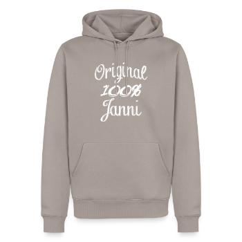 Original 100% Janni - Men’s Premium Organic Hoodie - taupe - Front - Nico (187cm)