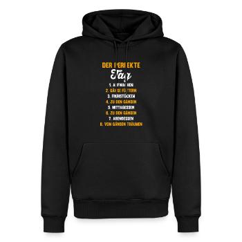 Gans Gänse - Männer Premium Bio Hoodie - Schwarz - Vorne - Nico (187cm)