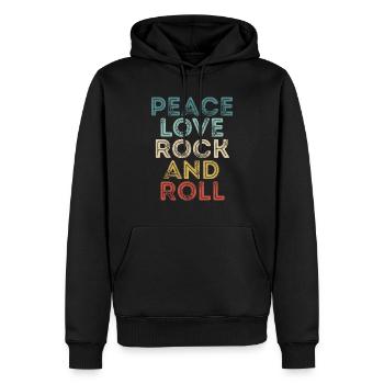 Peace Love Rock And Roll Tee RocknRoll Music - Men’s Premium Organic Hoodie - black - Front - Nico (187cm)