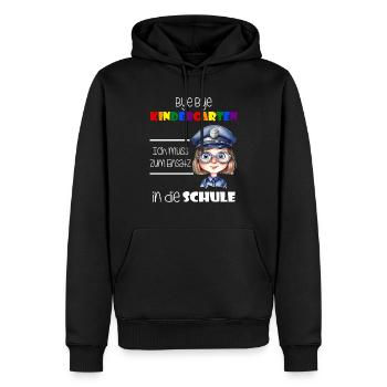 Bye Bye Kindergarten - Einschulung Polizistin - Männer Premium Bio Hoodie - Schwarz - Vorne - Nico (187cm)
