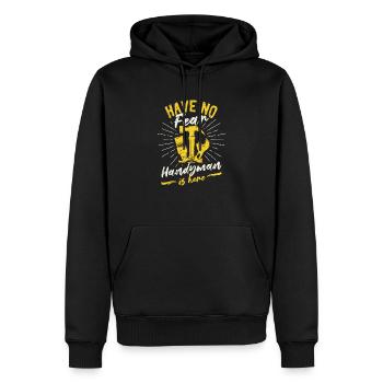 Keine Angst, der Handwerker ist da, der lustige - Männer Premium Bio Hoodie - Schwarz - Vorne - Nico (187cm)