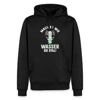 Axolotl Mach es wie Wasser sei Still - Männer Premium Bio Hoodie - Schwarz - Vorne - Nico (187cm)