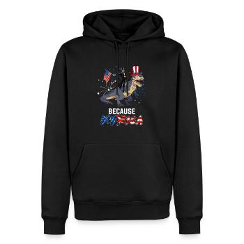 4 juillet Parce que l’Amérique - Sweat à capuche Premium bio Homme - noir - Devant - Nico (187cm)