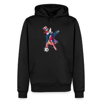 4. Juli Dabbing US-Einhorn - Männer Premium Bio Hoodie - Schwarz - Vorne - Nico (187cm)