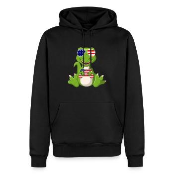 4. Juli Dinasour Gamer Merica - Männer Premium Bio Hoodie - Schwarz - Vorne - Nico (187cm)