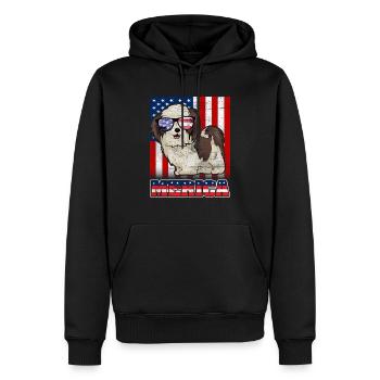 4. Juli Hund Merica - Männer Premium Bio Hoodie - Schwarz - Vorne - Nico (187cm)