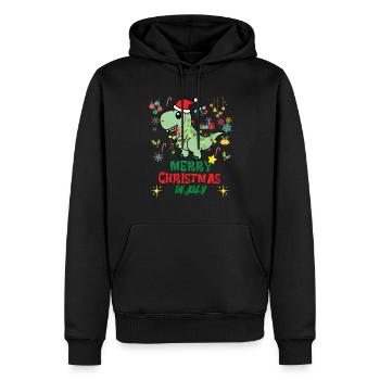 Noël en juillet, Dinosaures de Noël, T-REX - Sweat à capuche Premium bio Homme - noir - Devant - Nico (187cm)