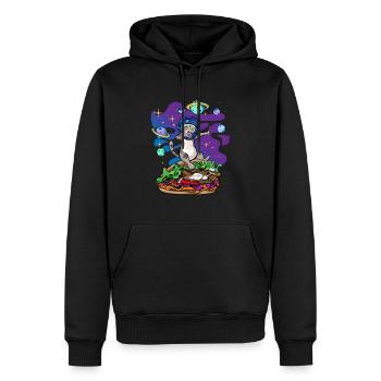 Dönerkatze im Weltraum - lustiges Katzenshirt - Männer Premium Bio Hoodie - Schwarz - Vorne - Nico (187cm)