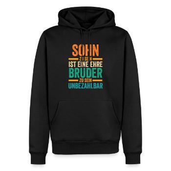 Sohn Bruder - Männer Premium Bio Hoodie - Schwarz - Vorne - Nico (187cm)
