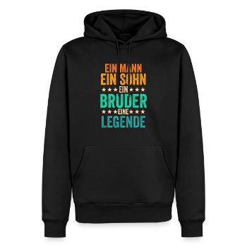 Sohn Bruder - Männer Premium Bio Hoodie - Schwarz - Vorne - Nico (187cm)