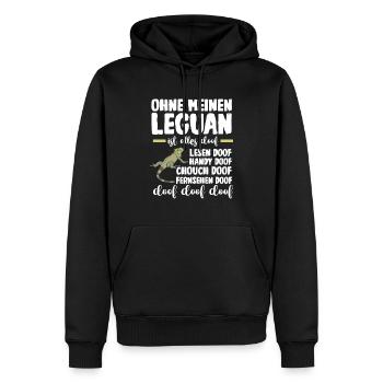 Ohne meinen Leguan ist alles doof - Männer Premium Bio Hoodie - Schwarz - Vorne - Nico (187cm)