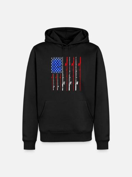 Drapeau américain canne à pêche amateur de pêche Premium - Sweat à capuche Premium bio Homme - noir