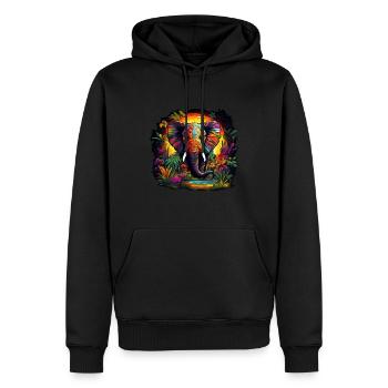 Éléphants dans la jungle - Sweat à capuche Premium bio Homme - noir - Devant - Nico (187cm)