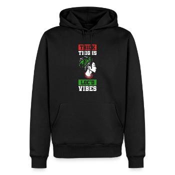 Cuisses épaisses Loc’d Vibes Afro Cheveux Noir Américain - Sweat à capuche Premium bio Homme - noir - Devant - Nico (187cm)