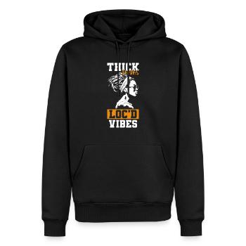 Cuisses épaisses Loc’d Vibes Afro Cheveux Noir Américain - Sweat à capuche Premium bio Homme - noir - Devant - Nico (187cm)