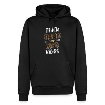 Cuisses épaisses Loc’d Vibes Afro Cheveux Noir Américain - Sweat à capuche Premium bio Homme - noir - Devant - Nico (187cm)