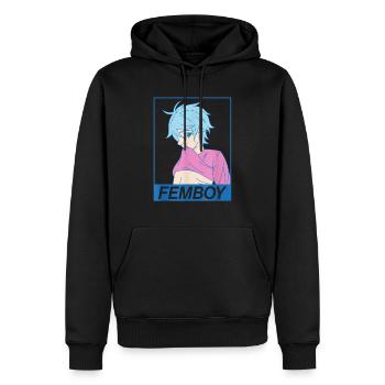 Anime Gay Boy Yaoi Design pour un femboy - Sweat à capuche Premium bio Homme - noir - Devant - Nico (187cm)