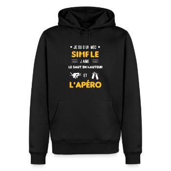 saut en hauteur et apéro mec simple - Sweat à capuche Premium bio Homme - noir - Devant - Nico (187cm)