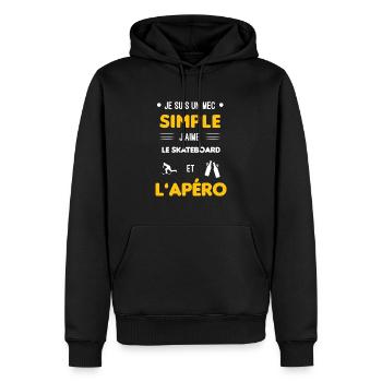 skateboard et apéro mec simple - Sweat à capuche Premium bio Homme - noir - Devant - Nico (187cm)