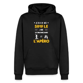snowboard et apéro mec simple - Sweat à capuche Premium bio Homme - noir - Devant - Nico (187cm)