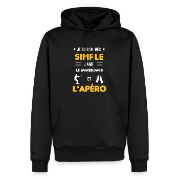wakeboard et apéro mec simple - Sweat à capuche Premium bio Homme - noir - Devant - Nico (187cm)