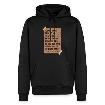 S’il vous plaît, ne me parlez pas, je n’ai aucune maîtrise de soi - Sweat à capuche Premium bio Homme - noir - Devant - Nico (187cm)