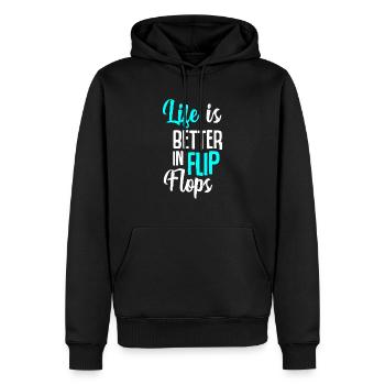 La vie est meilleure dans les tongs - Sweat à capuche Premium bio Homme - noir - Devant - Nico (187cm)