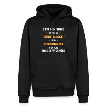 Super cordonnier - Sweat à capuche Premium bio Homme - noir - Devant - Nico (187cm)