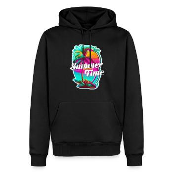 summer time - plage et été - Sweat à capuche Premium bio Homme - noir - Devant - Nico (187cm)