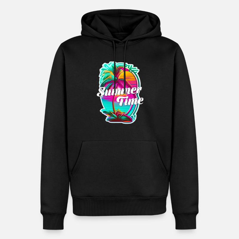 summer time - plage et été - Sweat à capuche Premium bio Homme - noir