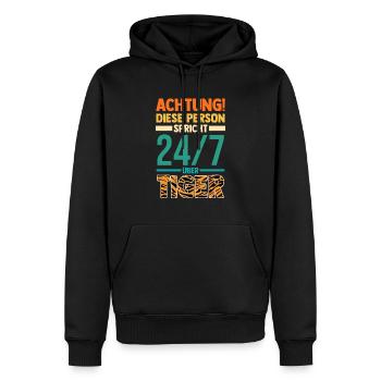 Tiger Motiv - Männer Premium Bio Hoodie - Schwarz - Vorne - Nico (187cm)
