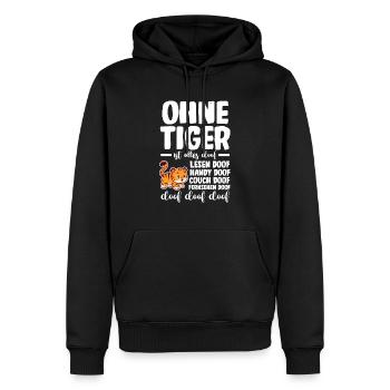 Tiger Motiv - Männer Premium Bio Hoodie - Schwarz - Vorne - Nico (187cm)